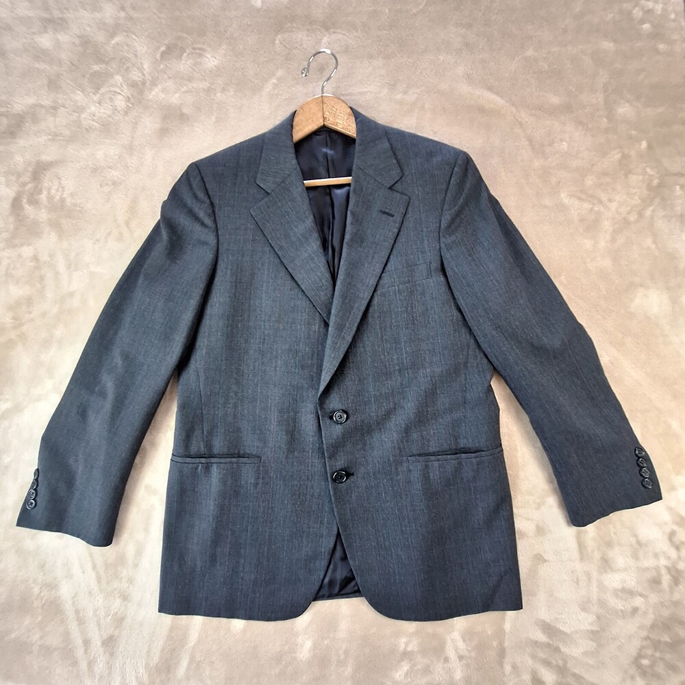 Roots Blazer Men's 39 w33 Blue Glen Windowpane Single Breasted Single Vented